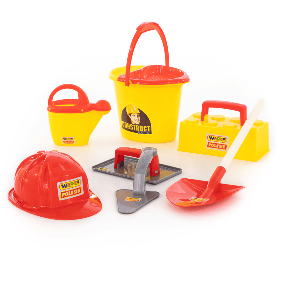 Wader Quality Toys Set albañilería de juguete con casco 8 piezas
