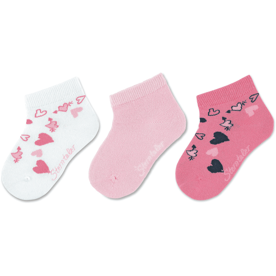 Sterntaler Korte sokken 3-pack hartjes roze