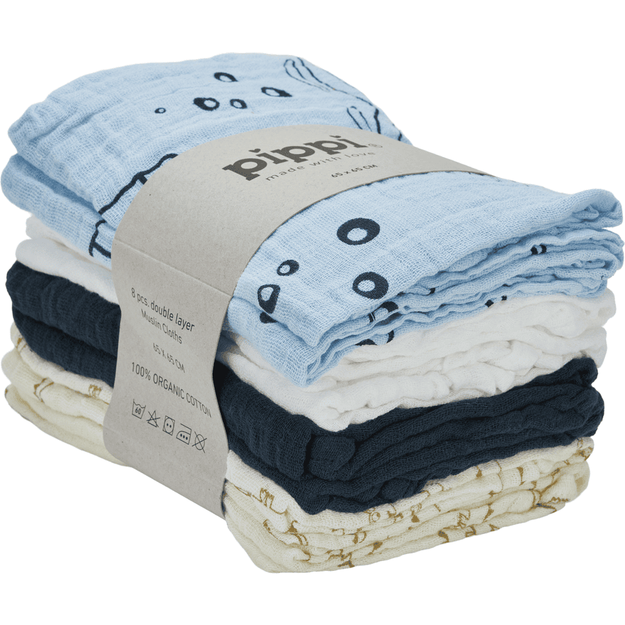 Pippi Lange enfant mousseline bio grey dawn lot de 8
