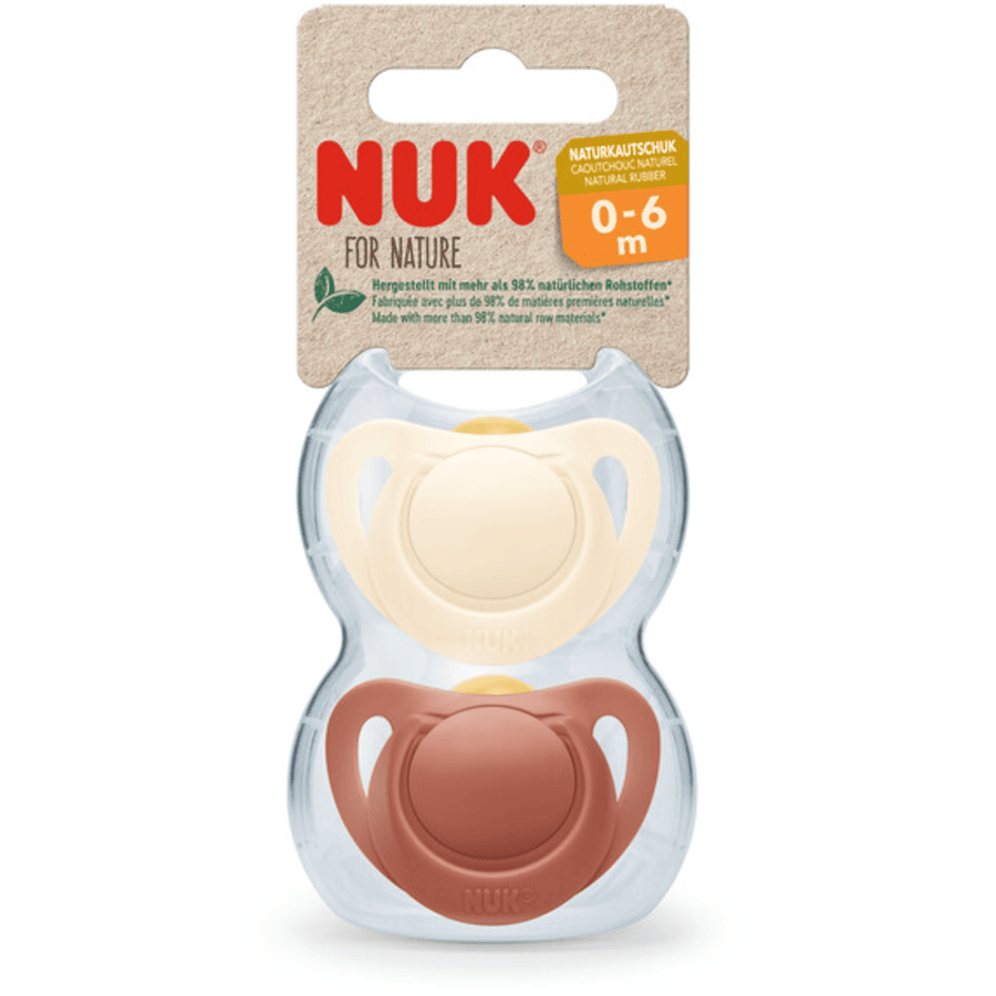 NUK Schnuller For Nature Latex 0-6 Monate rot / creme 2er-Pack