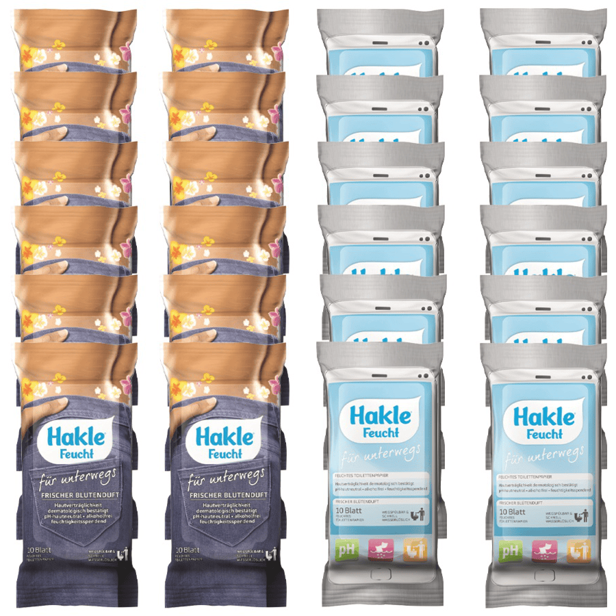 Hakle natte doekjes reisverpakking, 24 pakjes