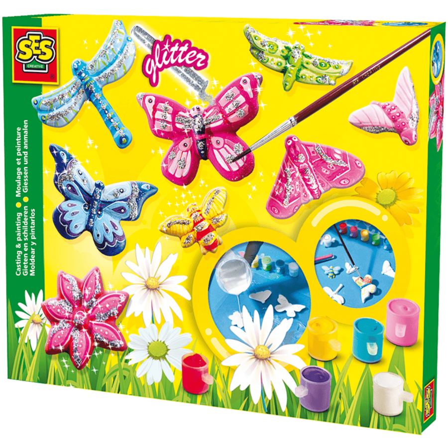 SES Creative® Kit moulage plâtre peinture papillons paillettes
