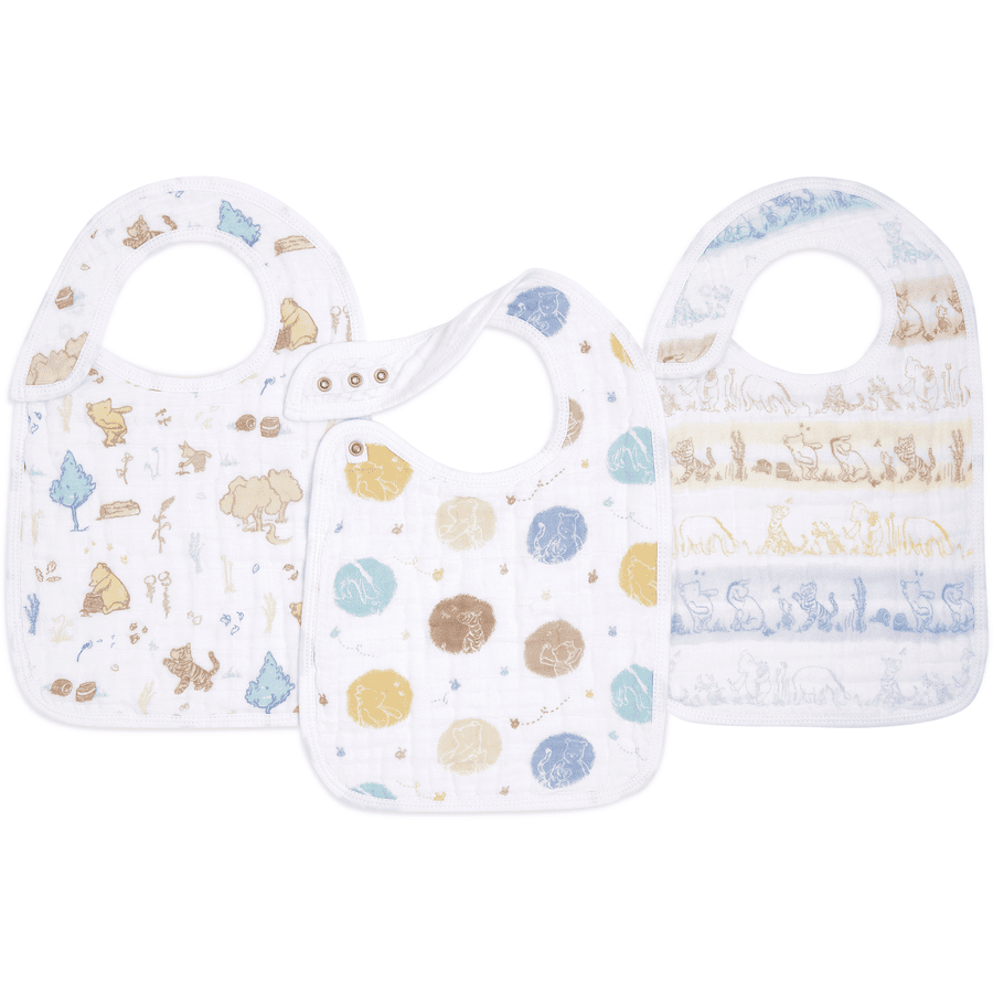 aden + anais™ katoenen mousseline slabbetje Winnie de Poeh 3-pack