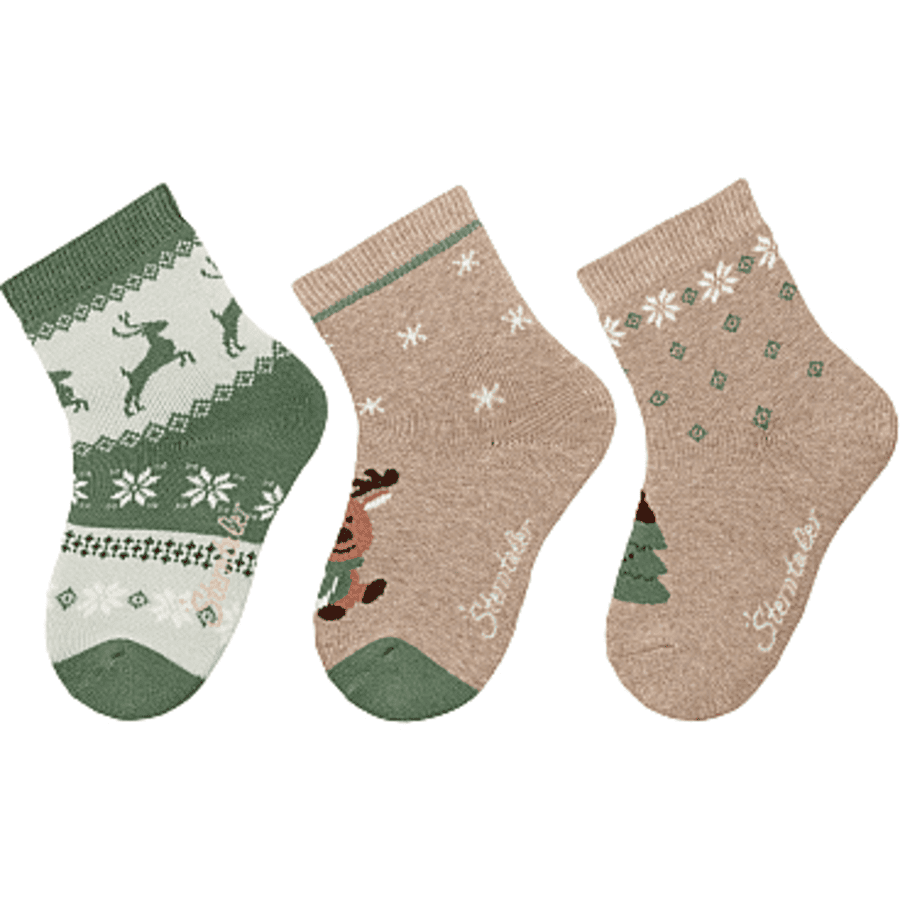 Sterntaler Calcetines 3-pack Navidad beige melange 