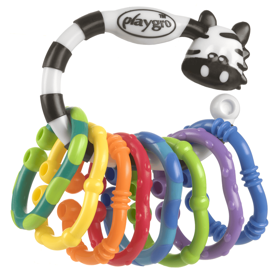 PLAYGRO Bijtring-Rammelketting Zebra 9-delig