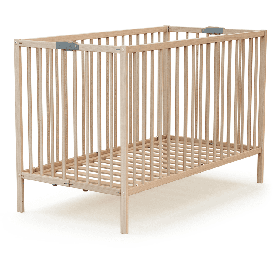 WEBABY Cuna plegable madera sin tratar 60 x 120 cm