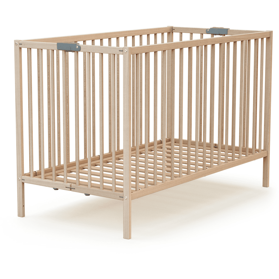 WEBABY składane łóżeczko dziecięce naturalne nieobrobione 60 x 120 cm