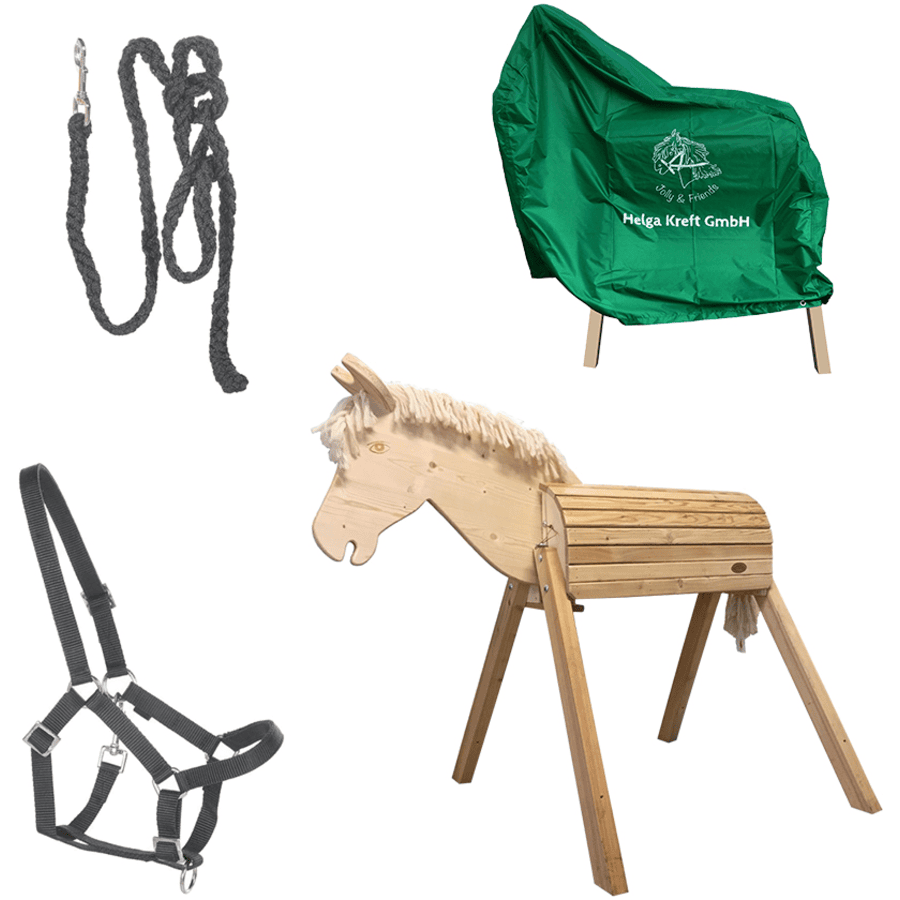 Helga Kreft Set de caballo de madera para jardín Tamme azul