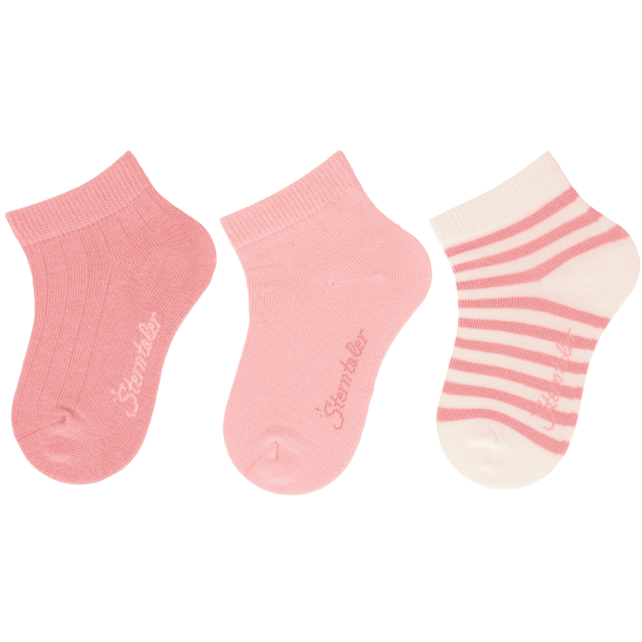 Sterntaler Korte sokker 3-pak rib mat pink 