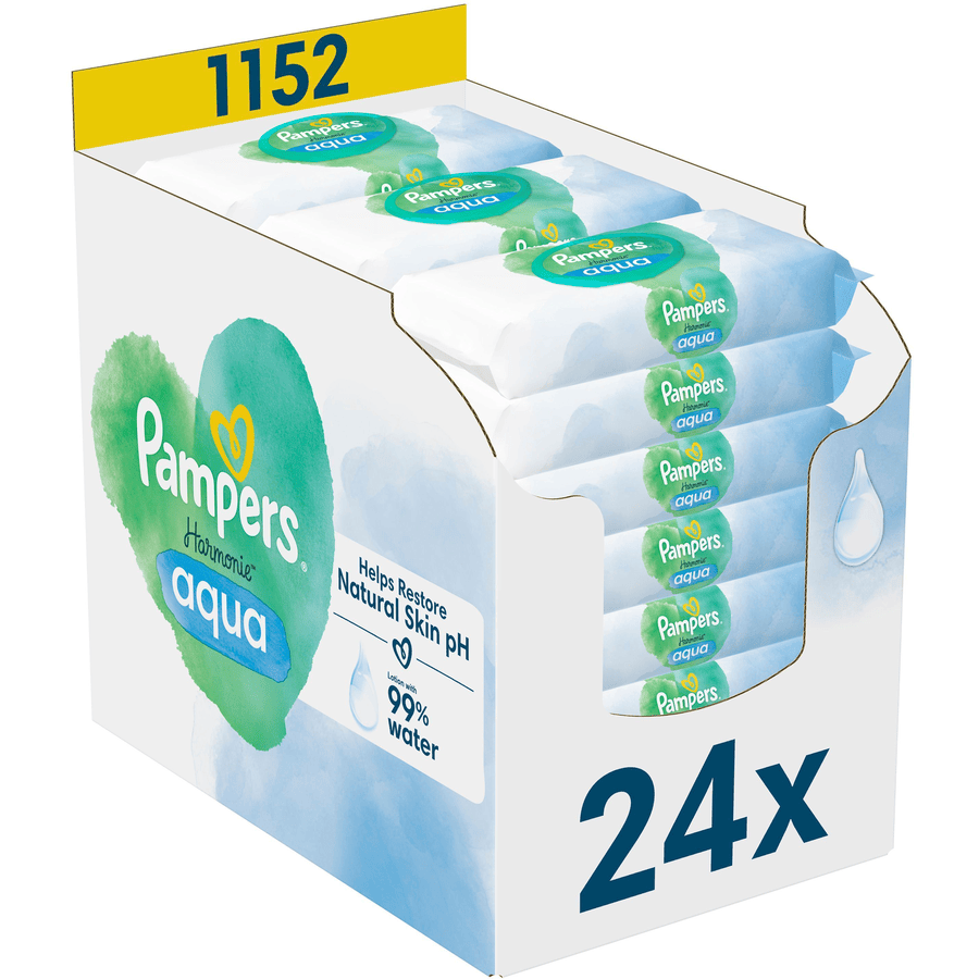 Pampers Vådservietter Harmonie Aqua, 1.152 vådservietter (24 x 48 stk.)