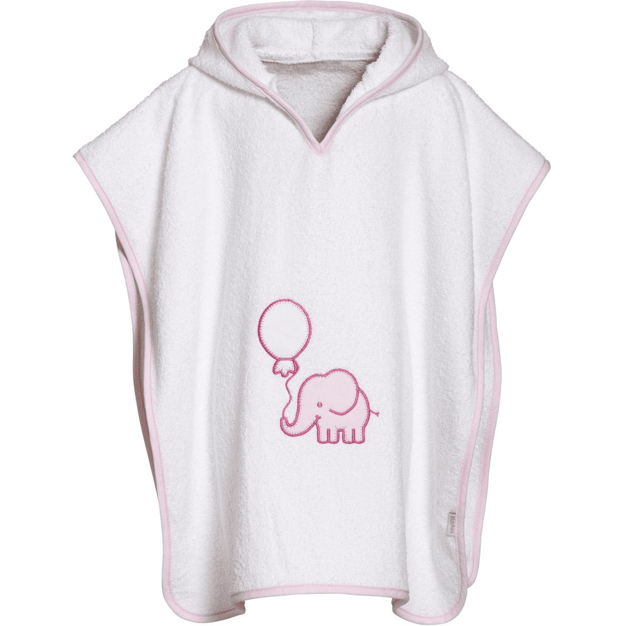 Playshoes Frottee-Poncho Elefant weiß-rosa