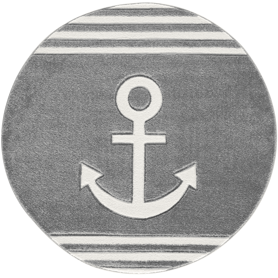 LIVONE Kids love Rugs Kulatý koberec Anchor stříbrno-šedo-bílý
