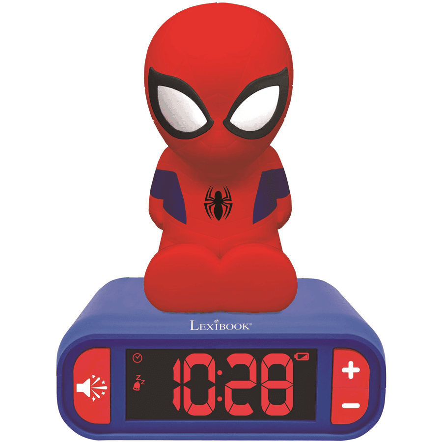 LEXIBOOK Spider-Man Wecker mit 3D Nachtlicht-Figur 