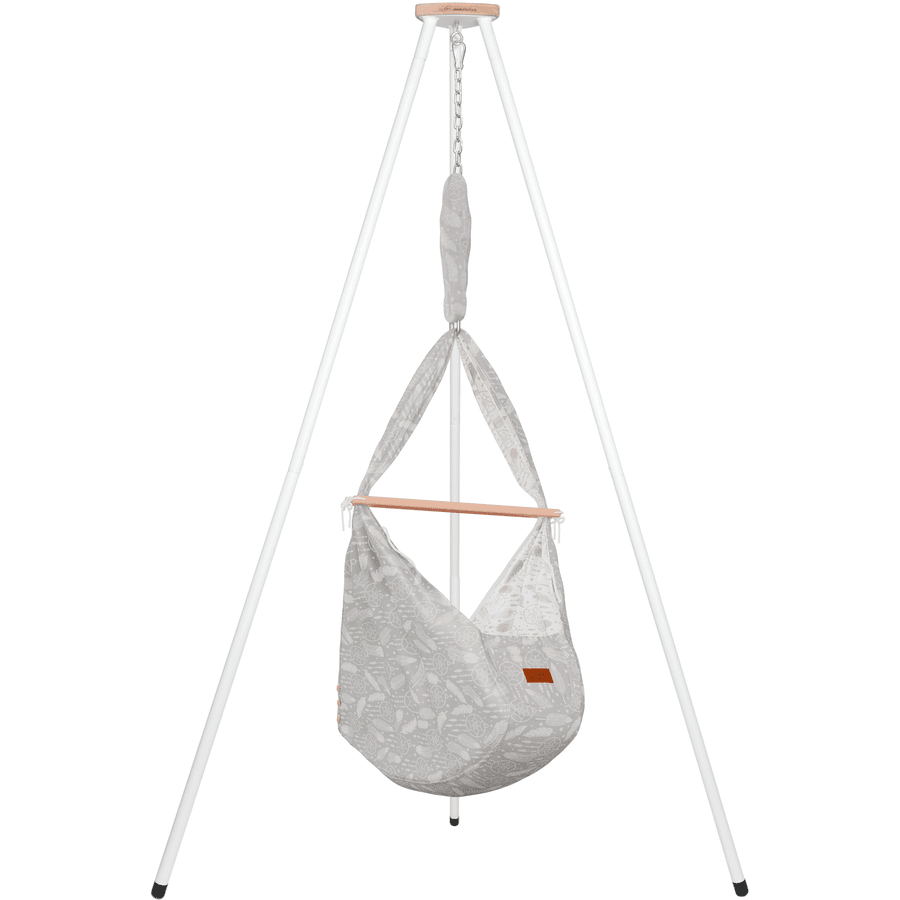 SCHMUSEWOLKE Baby Feather Cradle Dream catcher WarmGrey med Tipi White