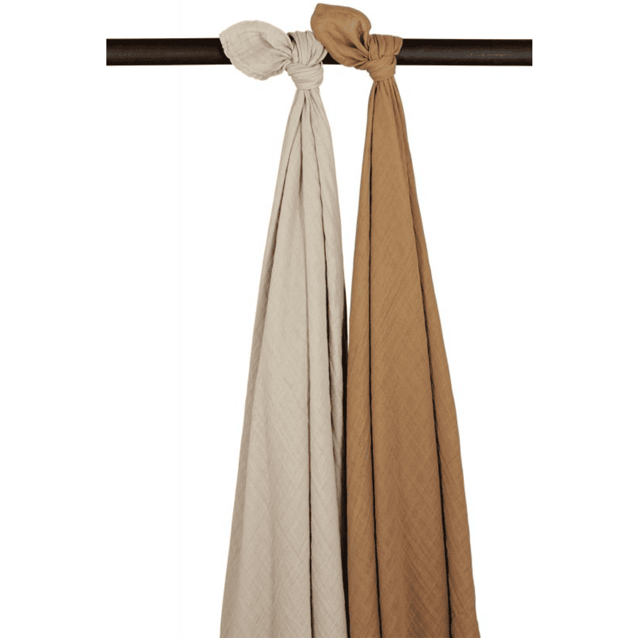 MEYCO Musselin Swaddle 2er-Pack Uni Sand/Toffee