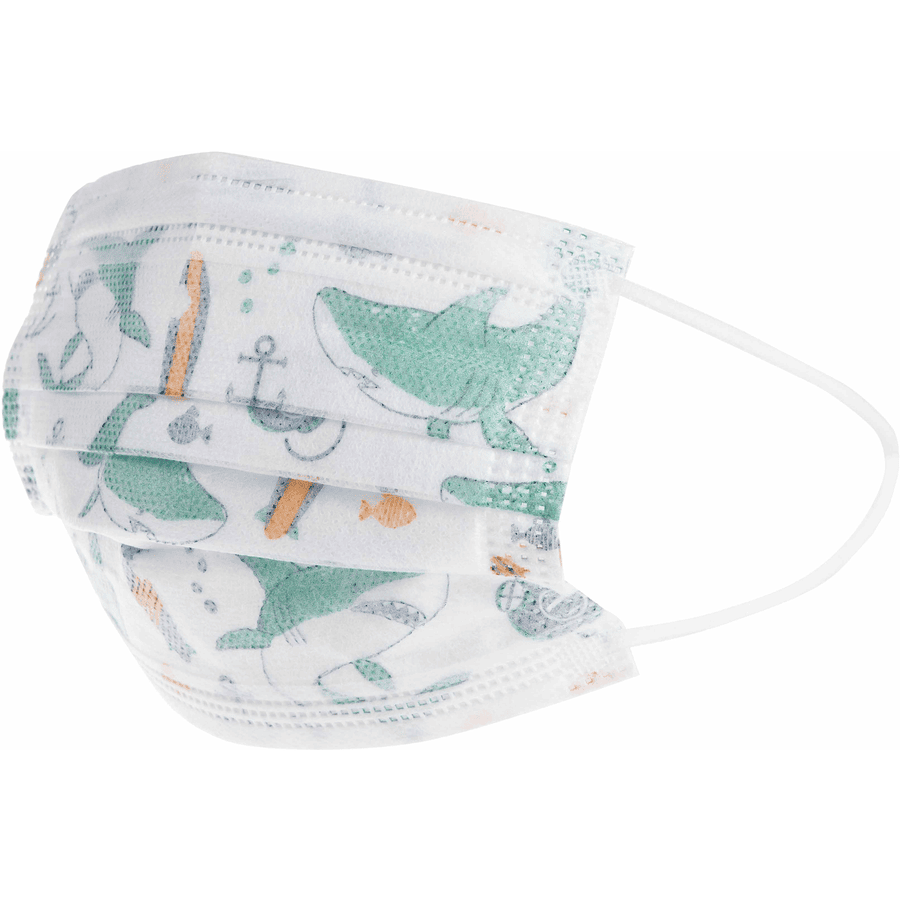 Nûby engångsmask i en förpackning om 10, mun-nässkydd för barn 4-12 år, 3-lagers för pojkar 