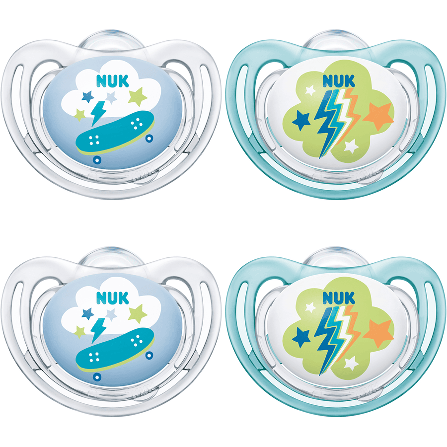 NUK Pacyfier bezpłatny style Rozmiar 2 Silicone Boy 2 x Zestaw 2 