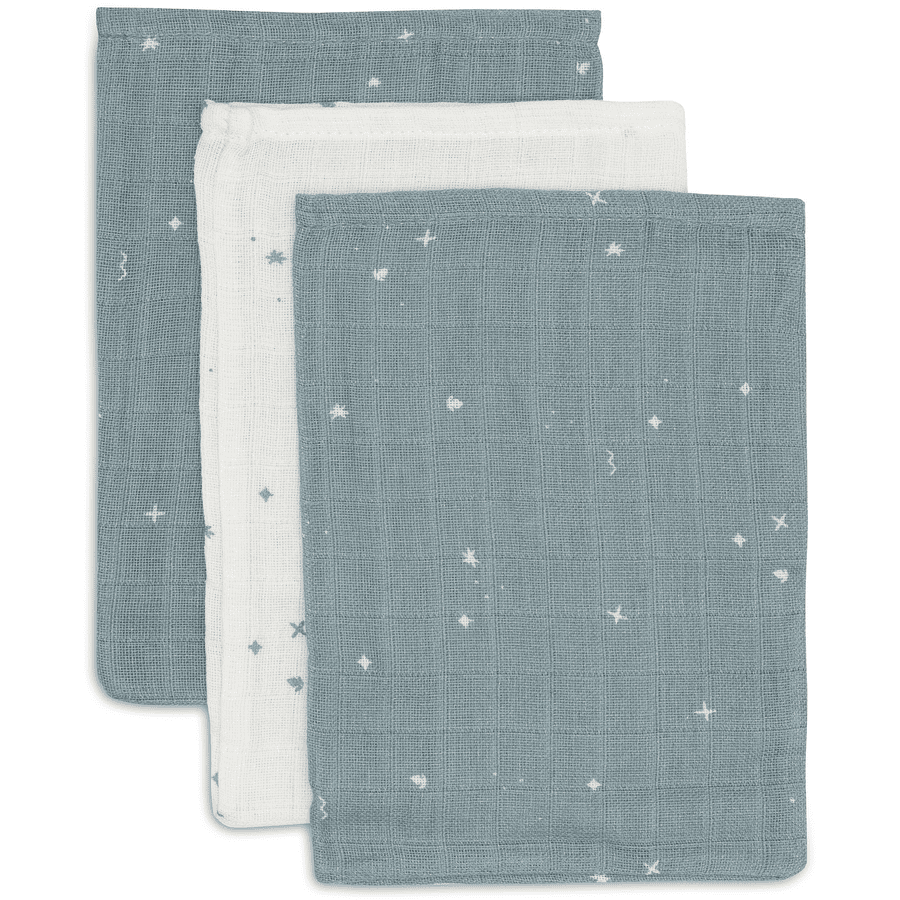 jollein Waschlappen Hydrophil Twinkling Sea Green 3er-Pack 15 x 20 cm