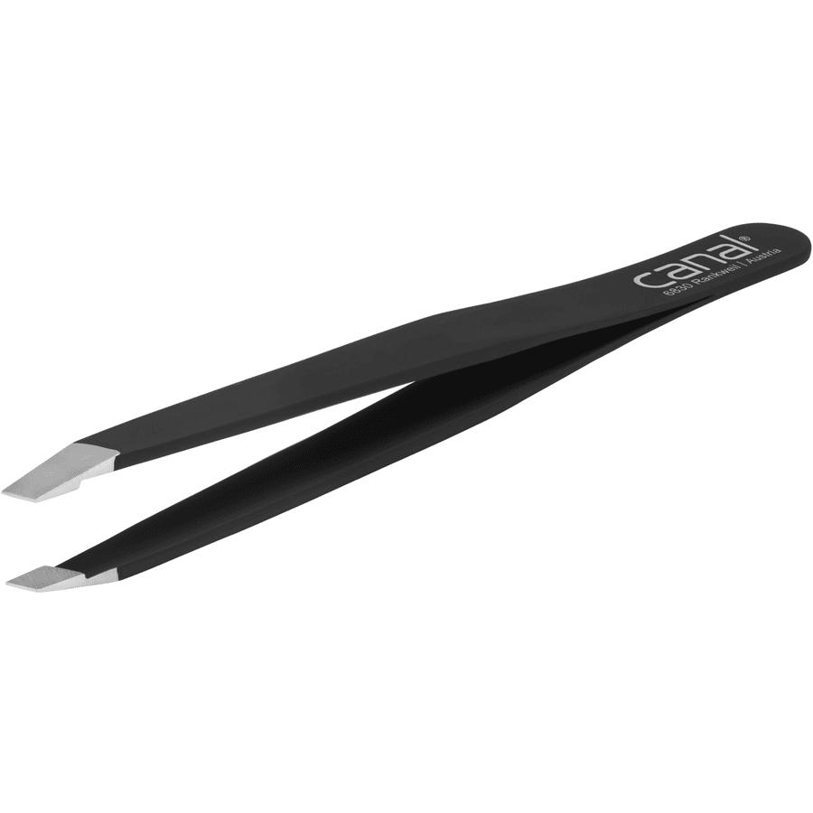 canal® Haarpinzette schräg, schwarz, rostfrei 9 cm