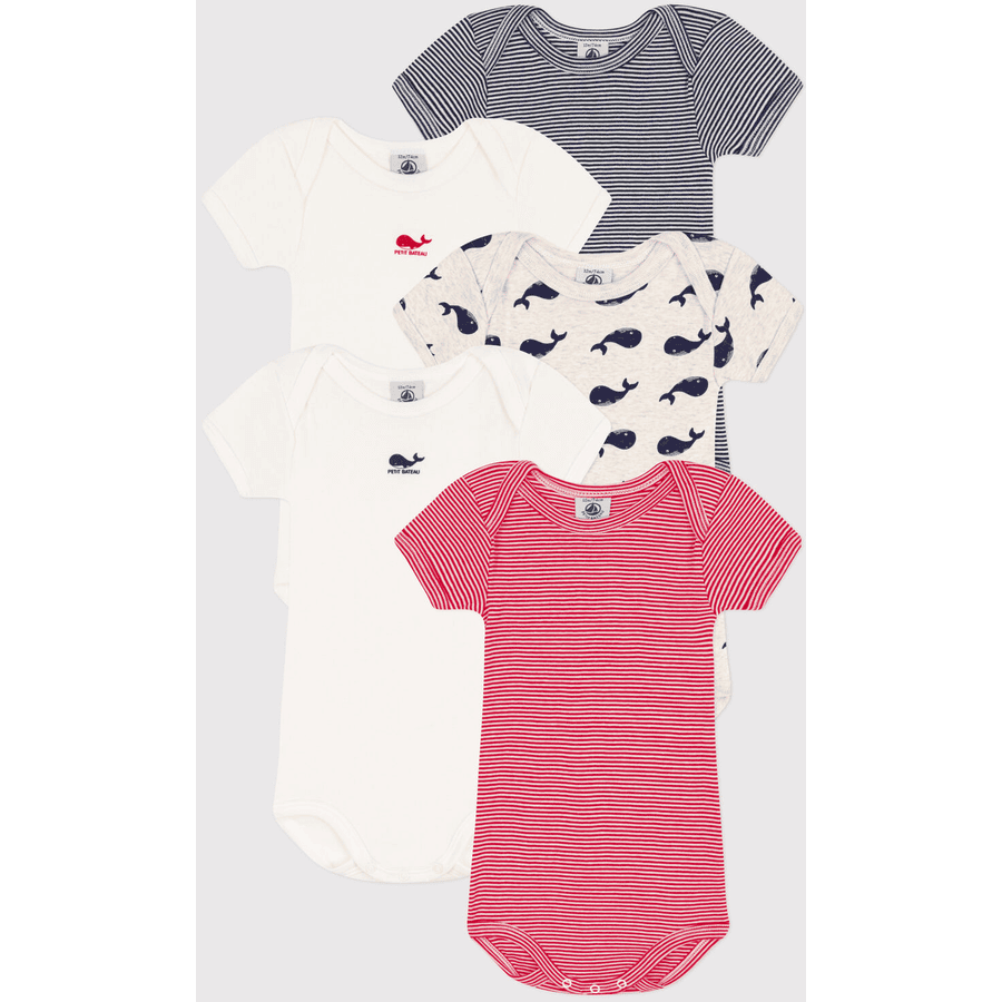 Petit Bateau Body a maniche lunghe confezione da 5 balene