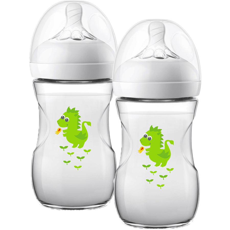 Philips Avent Natural pullo SCF070/24, 260ml, 2 kpl, lohikäärmeenvärinen