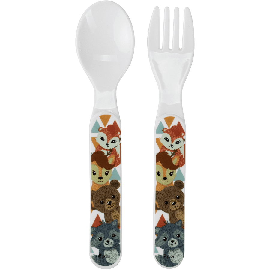 p:os Set cucchiaio-forchetta Amici della foresta, 2 pezzi.