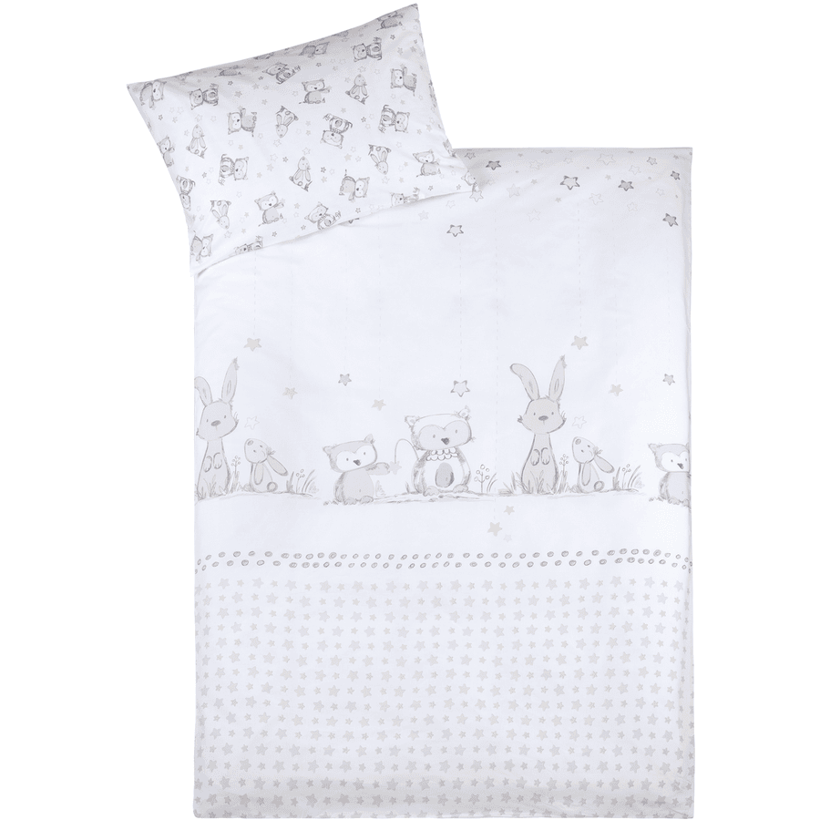 JULIUS ZÖLLNER Parure de lit enfant lapin hibou poudré 100x135 cm