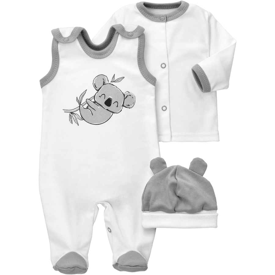 Baby Sweets 3tlg Set Strampler + Shirt + Mütze Baby Koala weiß grau