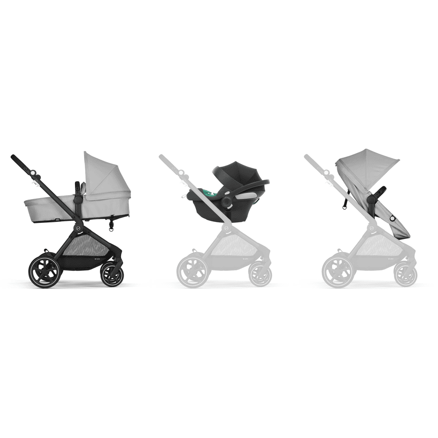 cybex GOLD 3 in 1 Set Kinderwagen Eos Basic incl. Autostoel Aton B2 Black Lava Grey