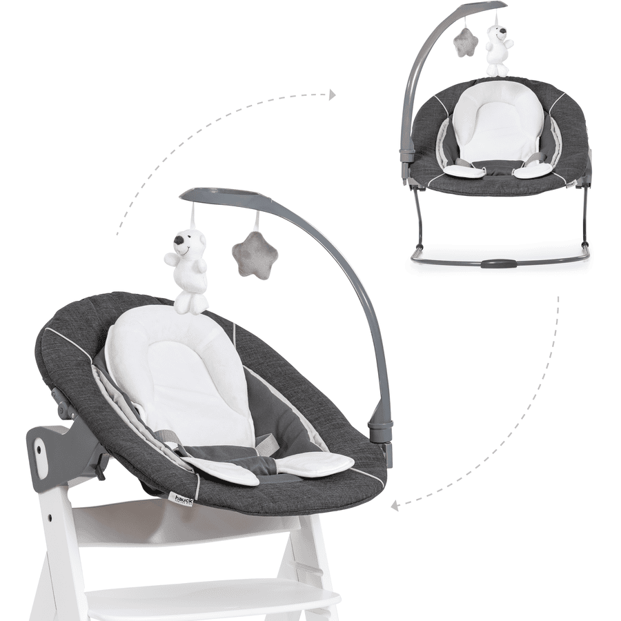 hauck Transat balancelle bébé Alpha Deluxe 2en1 melange grey