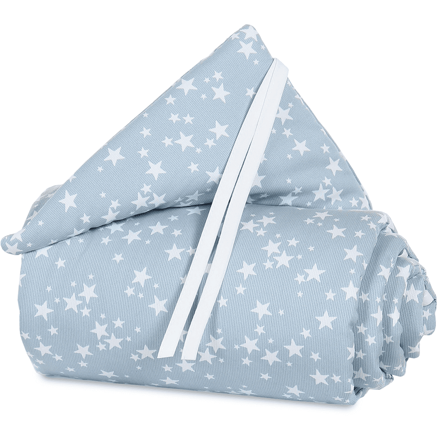 babybay® Tour de lit cododo piqué Mini/Midi azur, étoiles blanches 157x25 cm