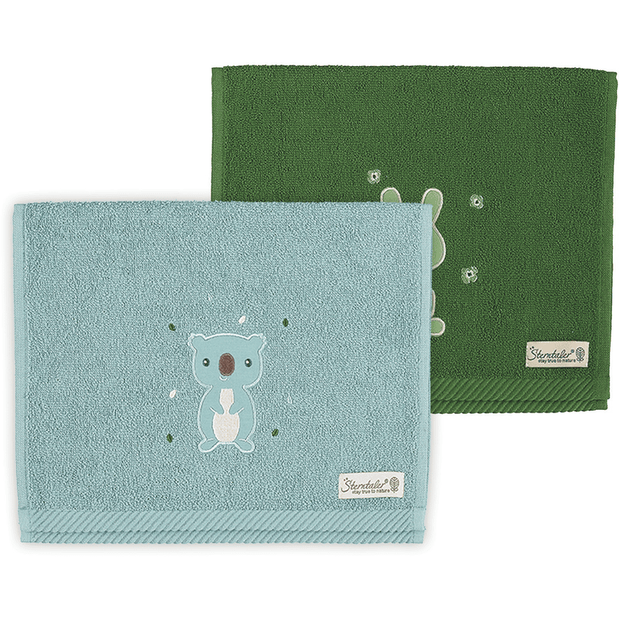 Sterntaler Handduk för barn i dubbelpack Kinni+Kalla mörkgrön 50 x 30 cm