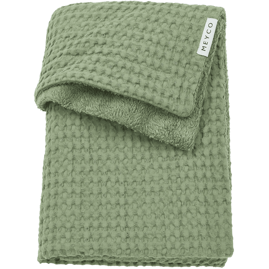 MEYCO olive green Babytæppe Waffle Teddy 75 x 100 cm