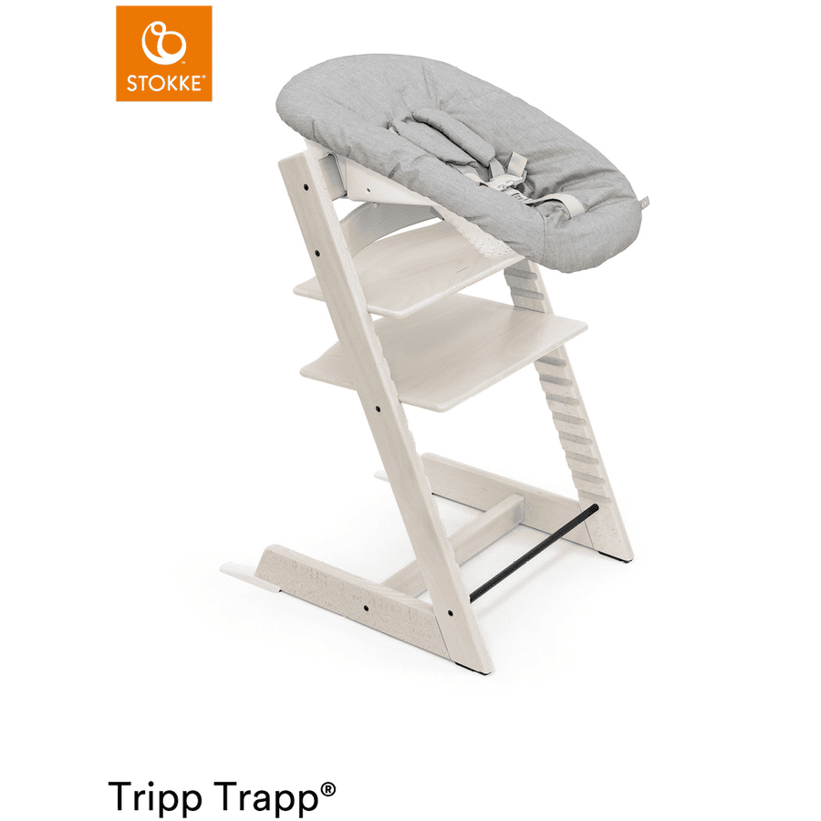 STOKKE® Tripp Trapp® Hochstuhl Buche Whitewash inkl. Newborn Set™ Grey