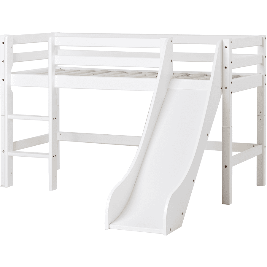 Hoppekids Halbhochbett Basic mit Rutsche weiß 70 x 160 cm 
