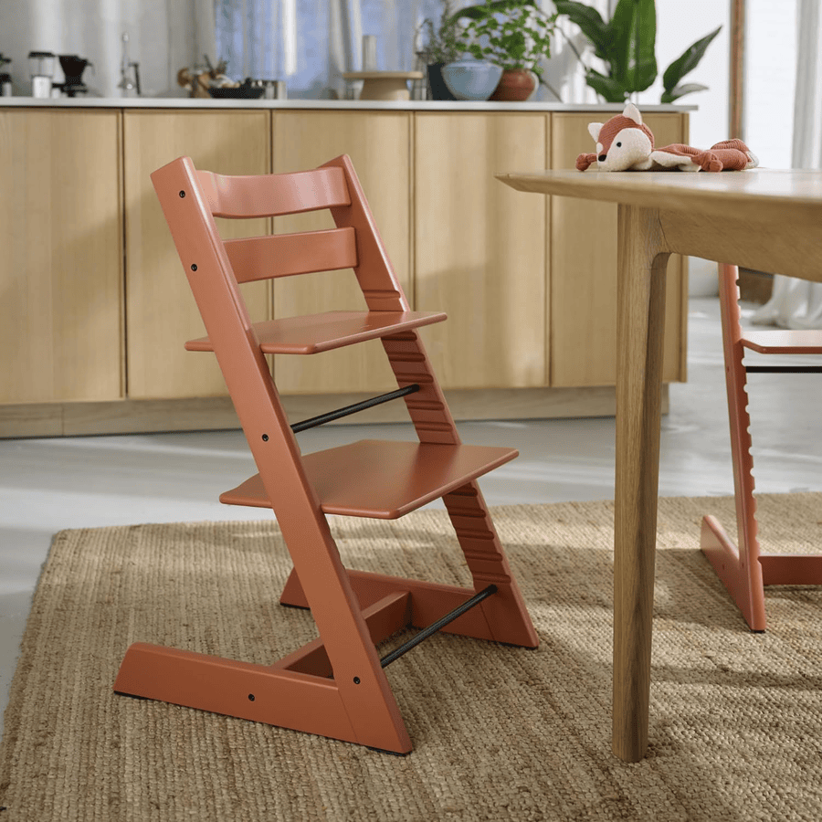STOKKE® Tripp Trapp® High Chair Beech Terracotta + free Baby Set V2 Terracotta