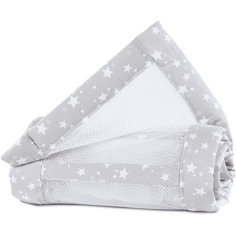 babybay® Tour de lit cododo pour Maxi, Boxspring mesh piqué gris nacré étoile 168x24 cm