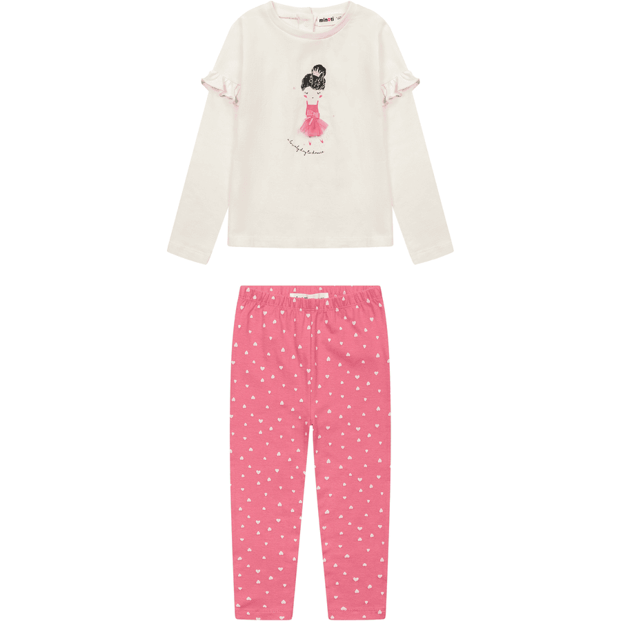 Minoti Set långärmad skjorta + leggings rosa