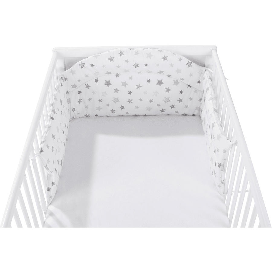 Alvi® Tour de lit bébé en arc étoiles gris argenté exclusif 180 cm