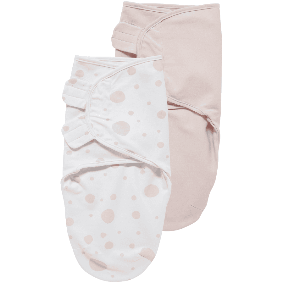 MEYCO Couverture d'emmaillotage bébé Dots pink/uni light grey lot de 2