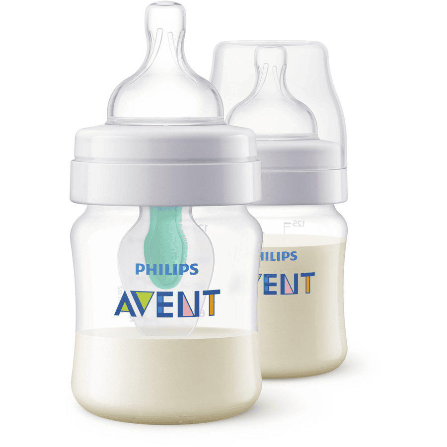 Philips Avent Anti-Kolik Flasche SCF810/24 inkl. AirFree-Ventil, 125ml, 2 Stück, transparent
