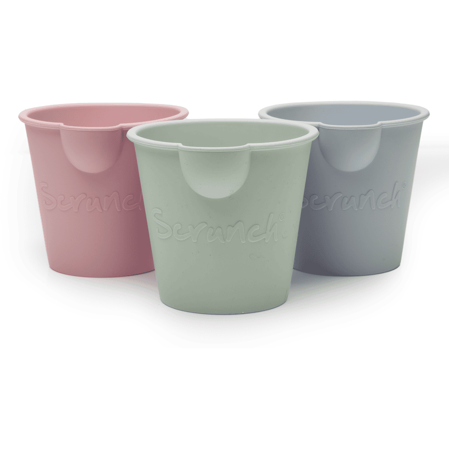 Scrunch Green Dusty - Set di 3 secchi da bagno - Salvia, Rosa, Blu uovo d'anatra