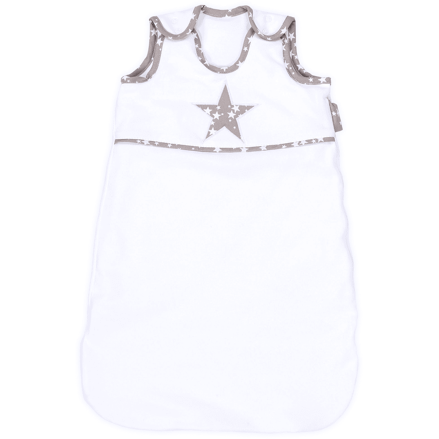 babybay Cotton Saco de dormir bio , blanco appliqué estrella taupe estrellas blanco