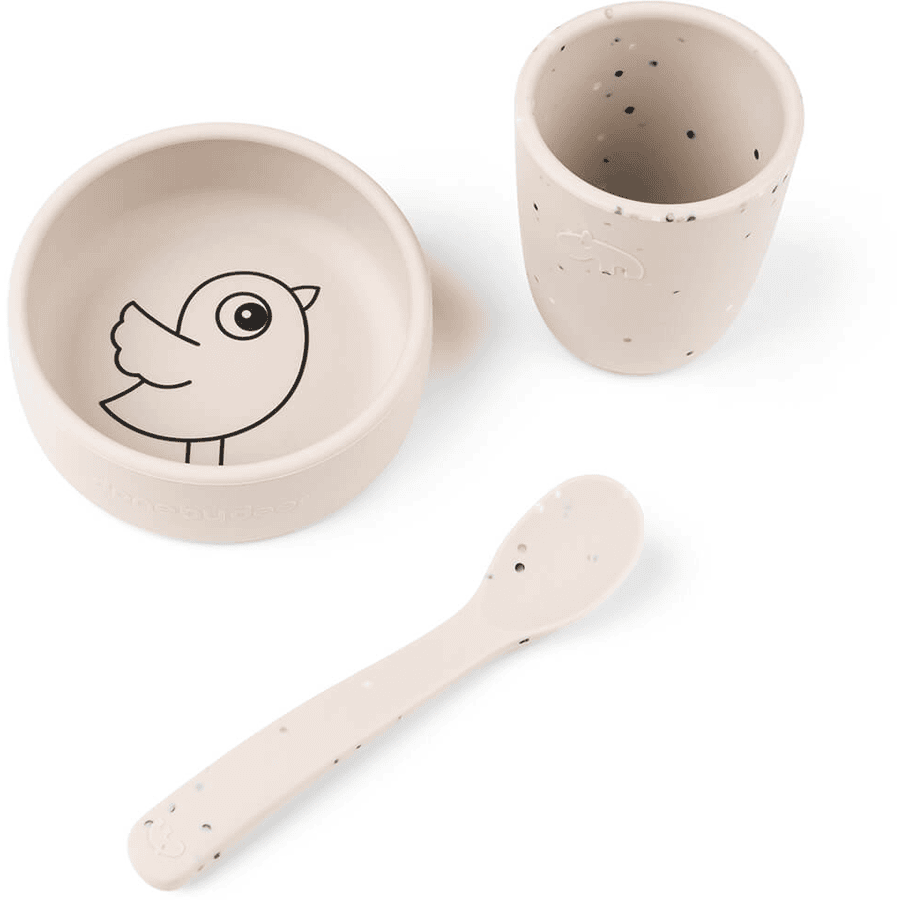 Done by Deer™ Kit vaisselle enfant First meal silicone Birdee Sand