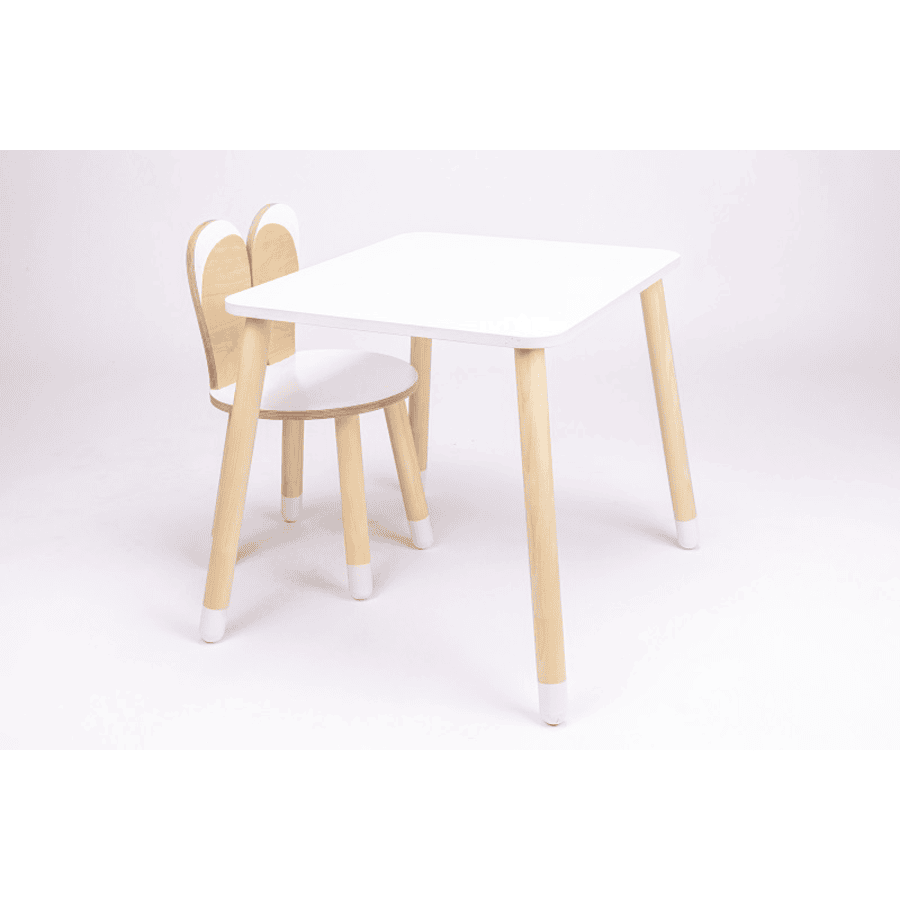 Family-SCL bord och stol Bunny vit/natur