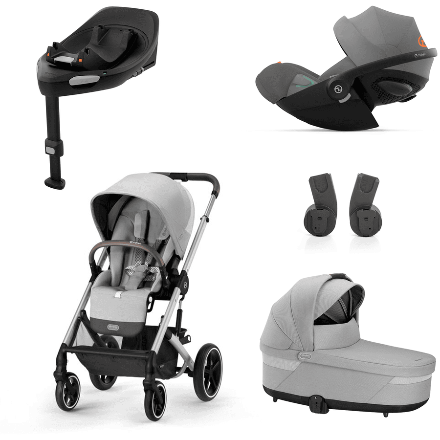 cybex GOLD Carrito de bebé Set Balios Silver S Lux Lava Grey incl. capazo S Lux Lava Grey silla portabebés Cloud G Plus Moon Plus y estación base Base 