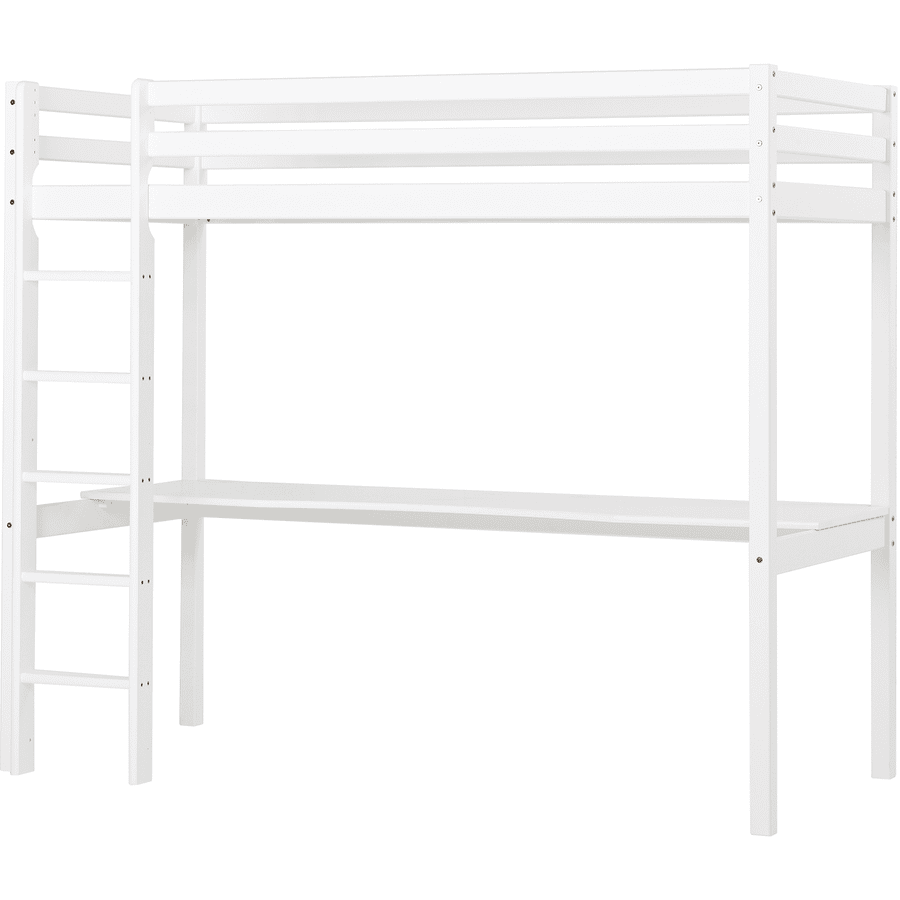 Hoppekids Basic Letto a soppalco con piano di lavoro bianco 90 x 200 cm