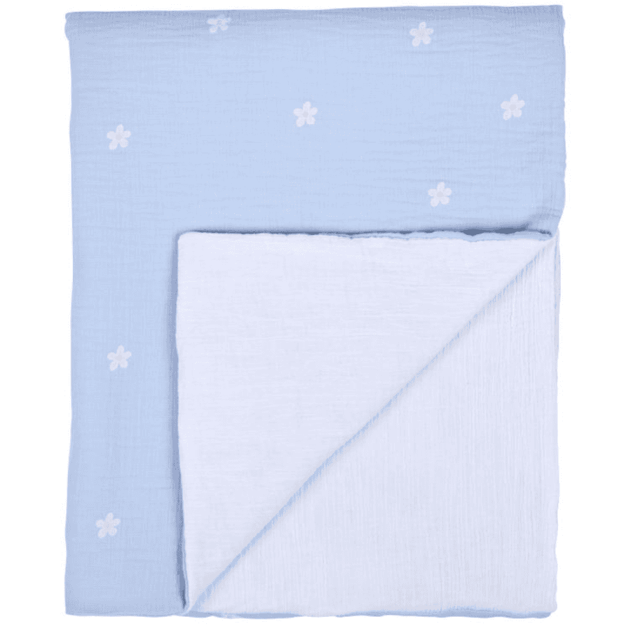 CHILDHOME Manta muselina flor 80 x 100 cm azul blanco