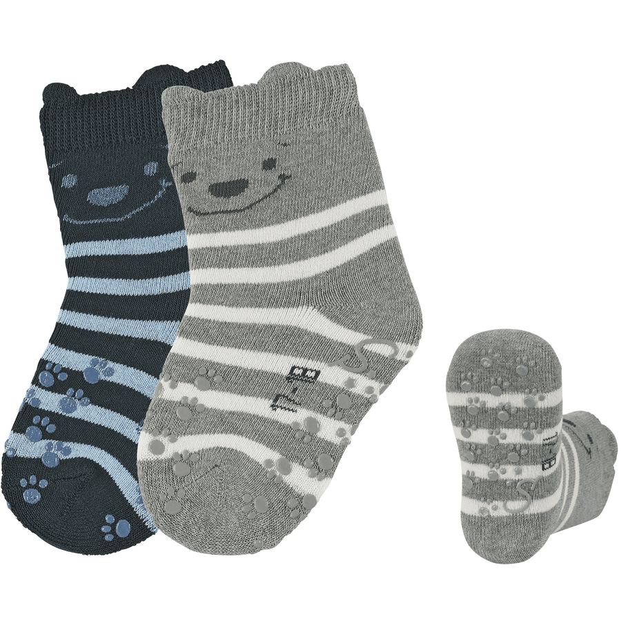 Sterntaler ABS-sokker til småbørn i dobbeltpakke med bjørn marine 