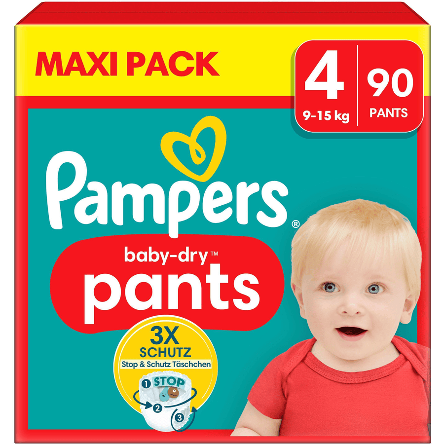 Pampers Baby-Dry broekjes, maat 4 Maxi, 9-15kg, Maxi-verpakking (1 x 90 broekjes